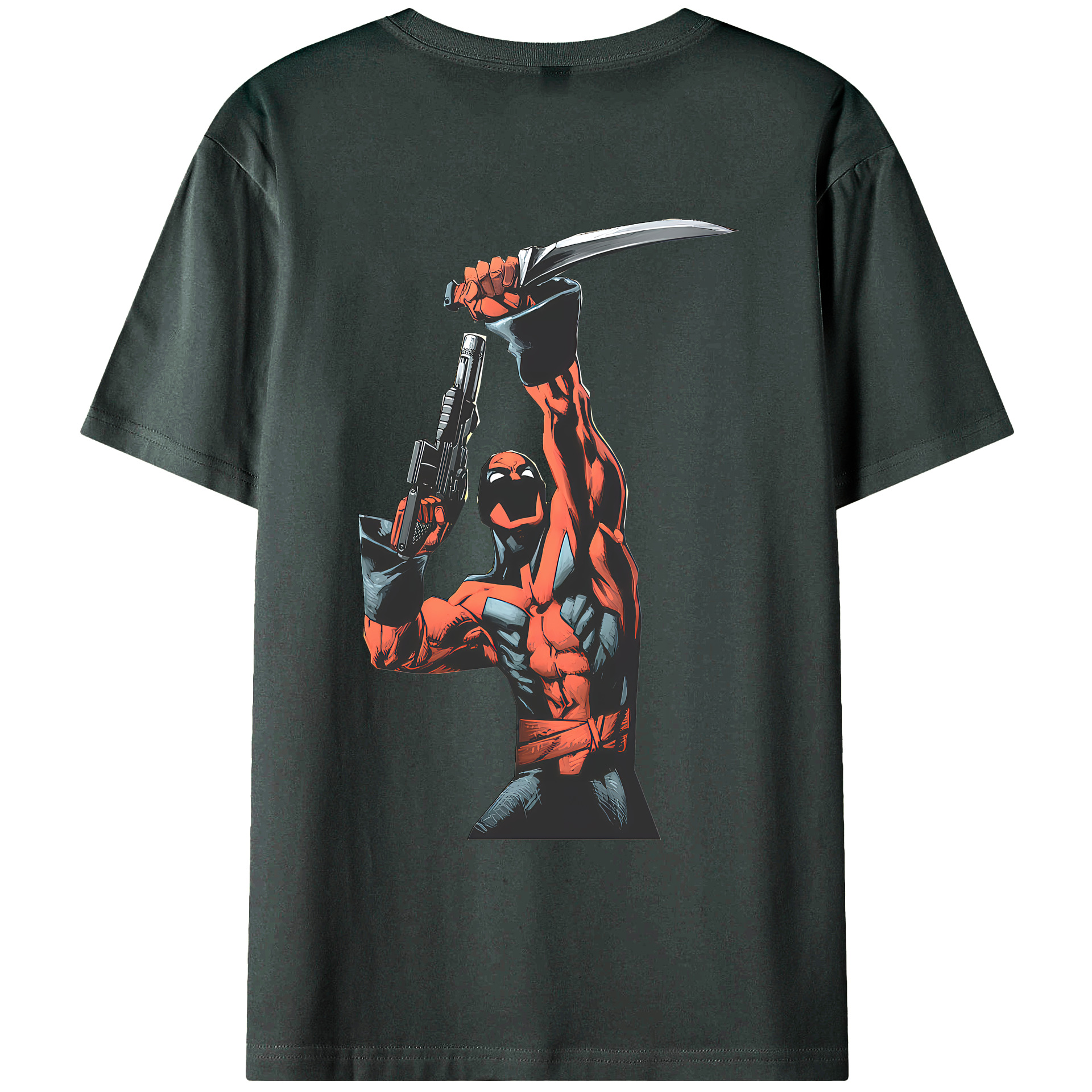 （画像用） Deadpool デッドプール 綿100％ メンズ半袖Tシャツ（バックプリント） 通気性